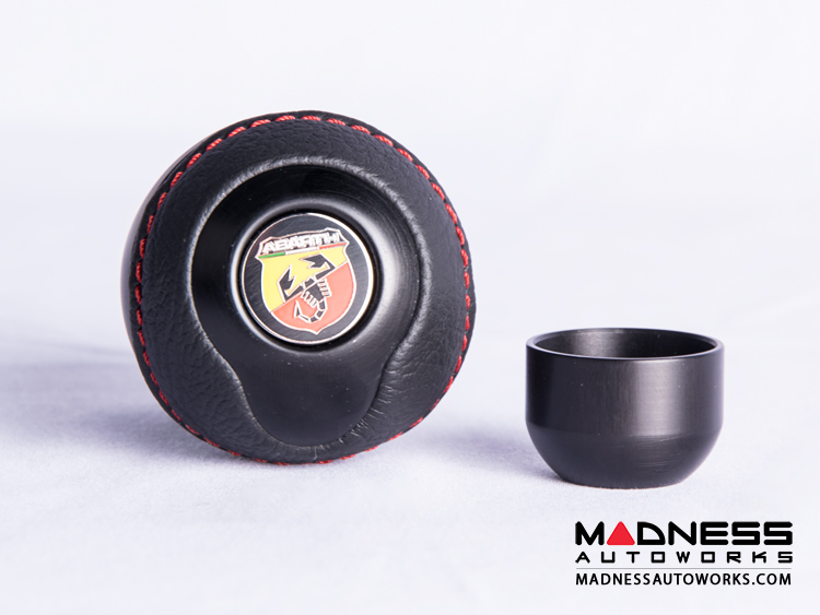 FIAT 500 Gear Shift Knob by BLACK Black Base/ Black Leather Top